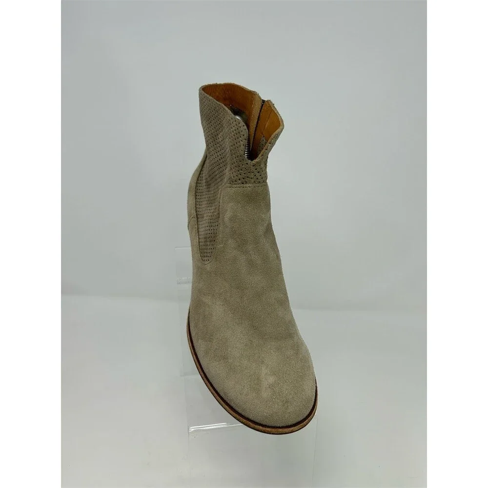 Kork-Ease Sherrill Womens Ankle Booties Beige Perforated Side Zip Block Size 9.5